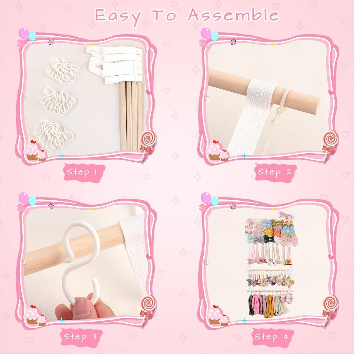 Cart In Mart Headband Holder Hair Bows Organizer Wall Hanging Baby Girl Hair Accessories
