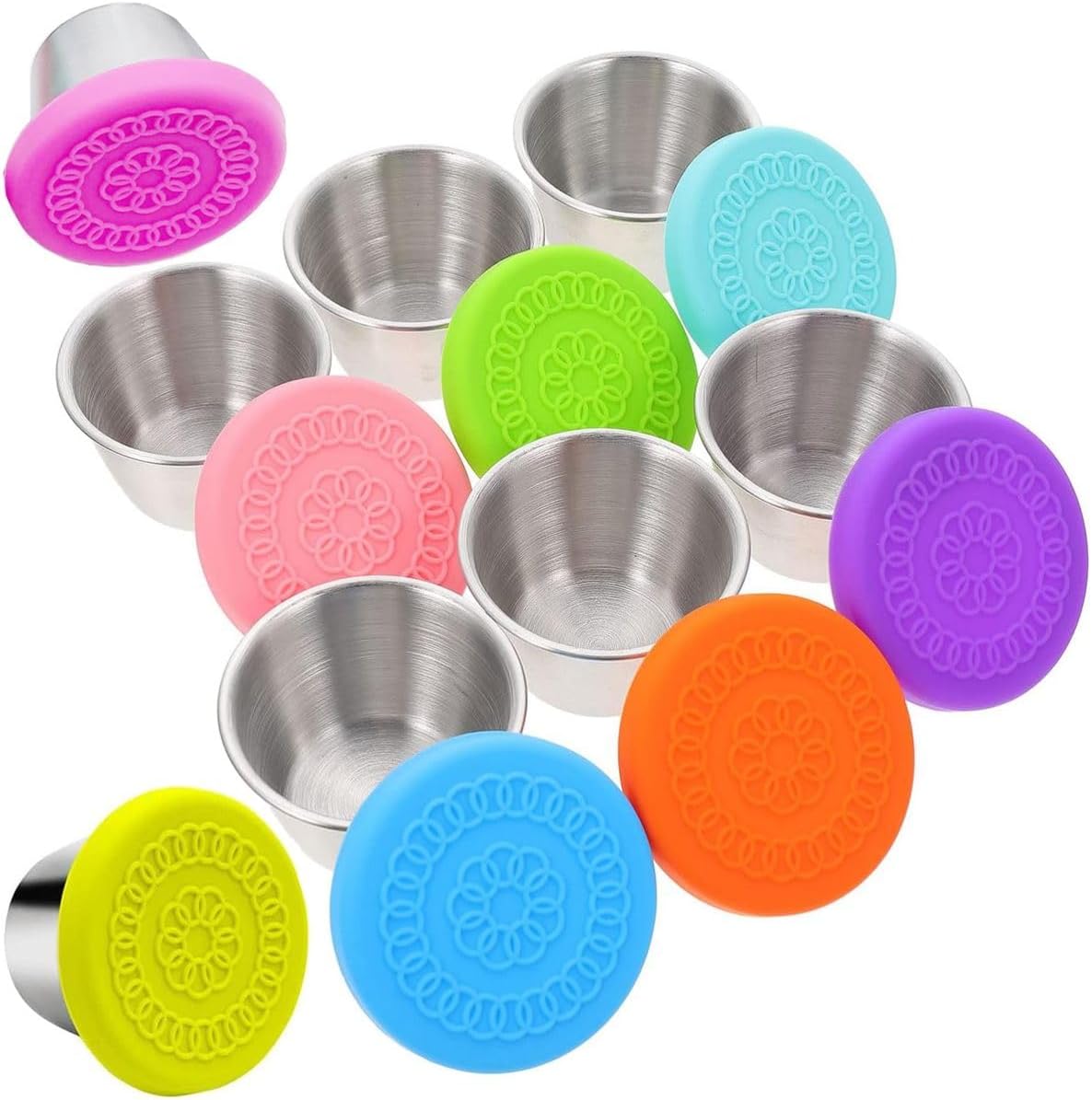 Cart In Mart 8 Pack Condiment Containers with Lids Reusable Stainless Steel Sauce Cups