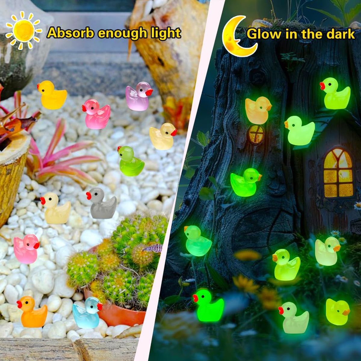 Cart In Mart Glow in the Dark Mini Resin Ducks - Tiny Resin Duck Crafts Figurines 240Pcs
