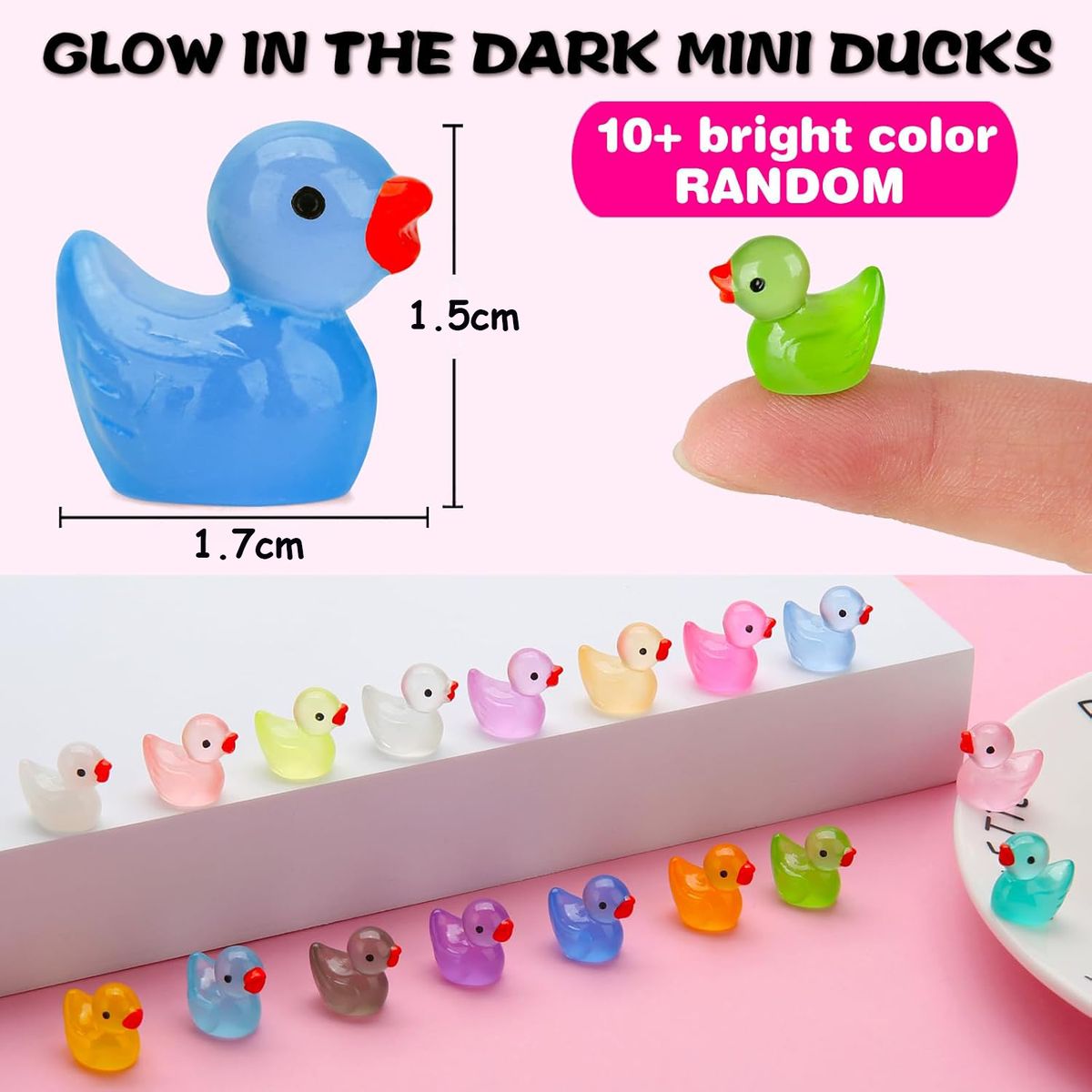 Cart In Mart Glow in the Dark Mini Resin Ducks - Tiny Resin Duck Crafts Figurines 240Pcs