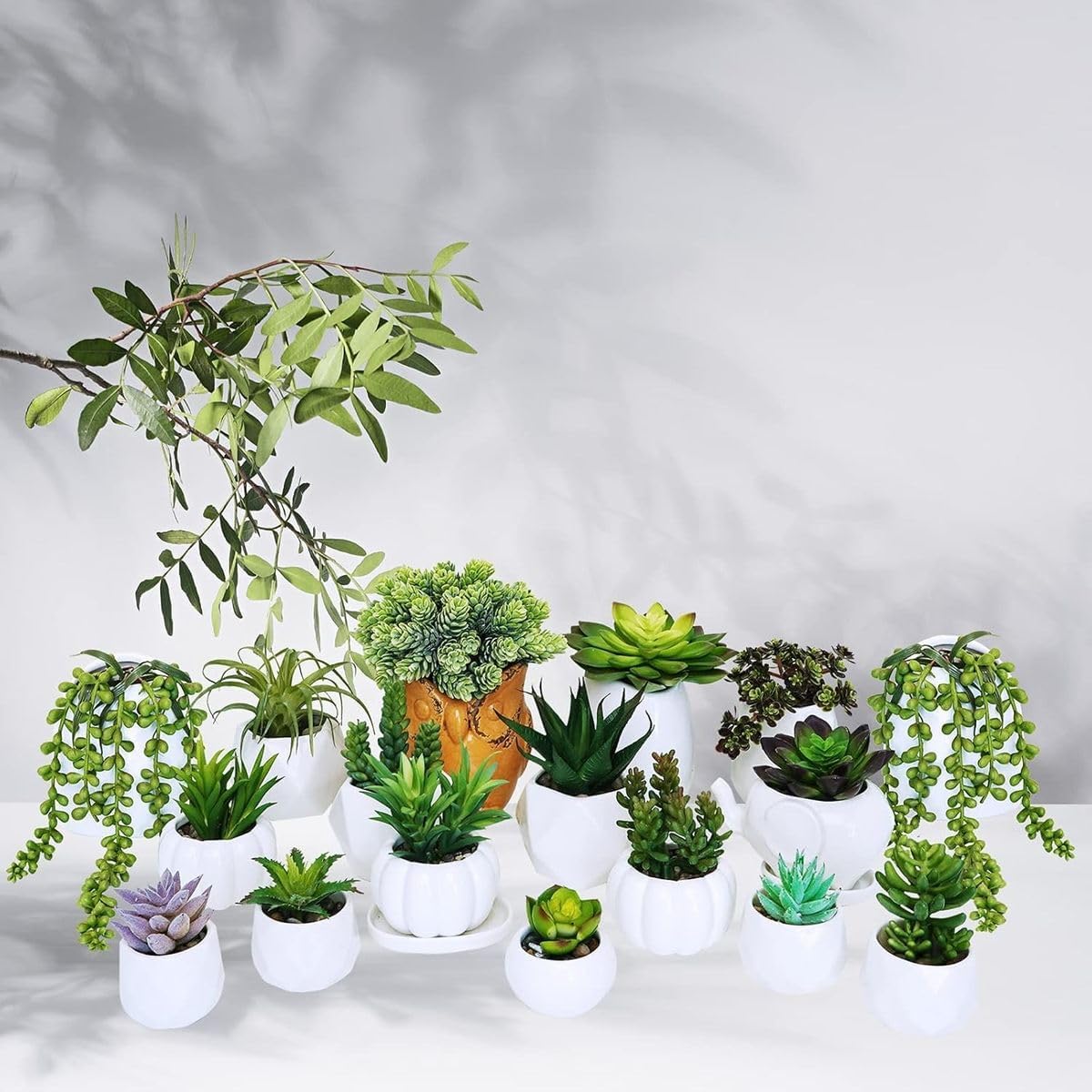 Cart In Mart Assorted Artificial Succulents - Unpotted Faux Greenery Picks - 19 Piece