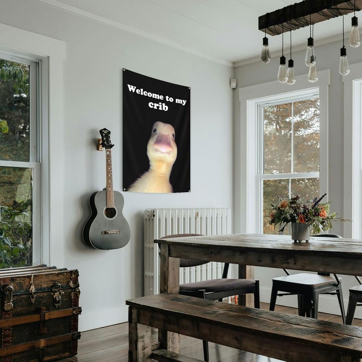 Cart In Mart Welcome to My Crib Funny Flag Duck Poster Flag Wall Banner Room Decor