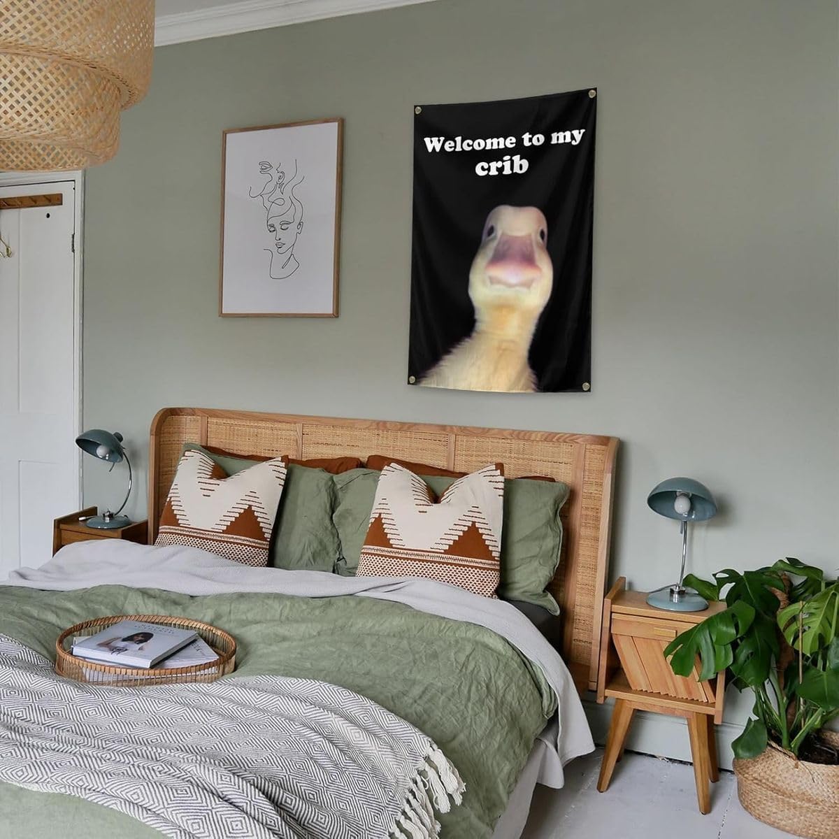 Cart In Mart Welcome to My Crib Funny Flag Duck Poster Flag Wall Banner Room Decor