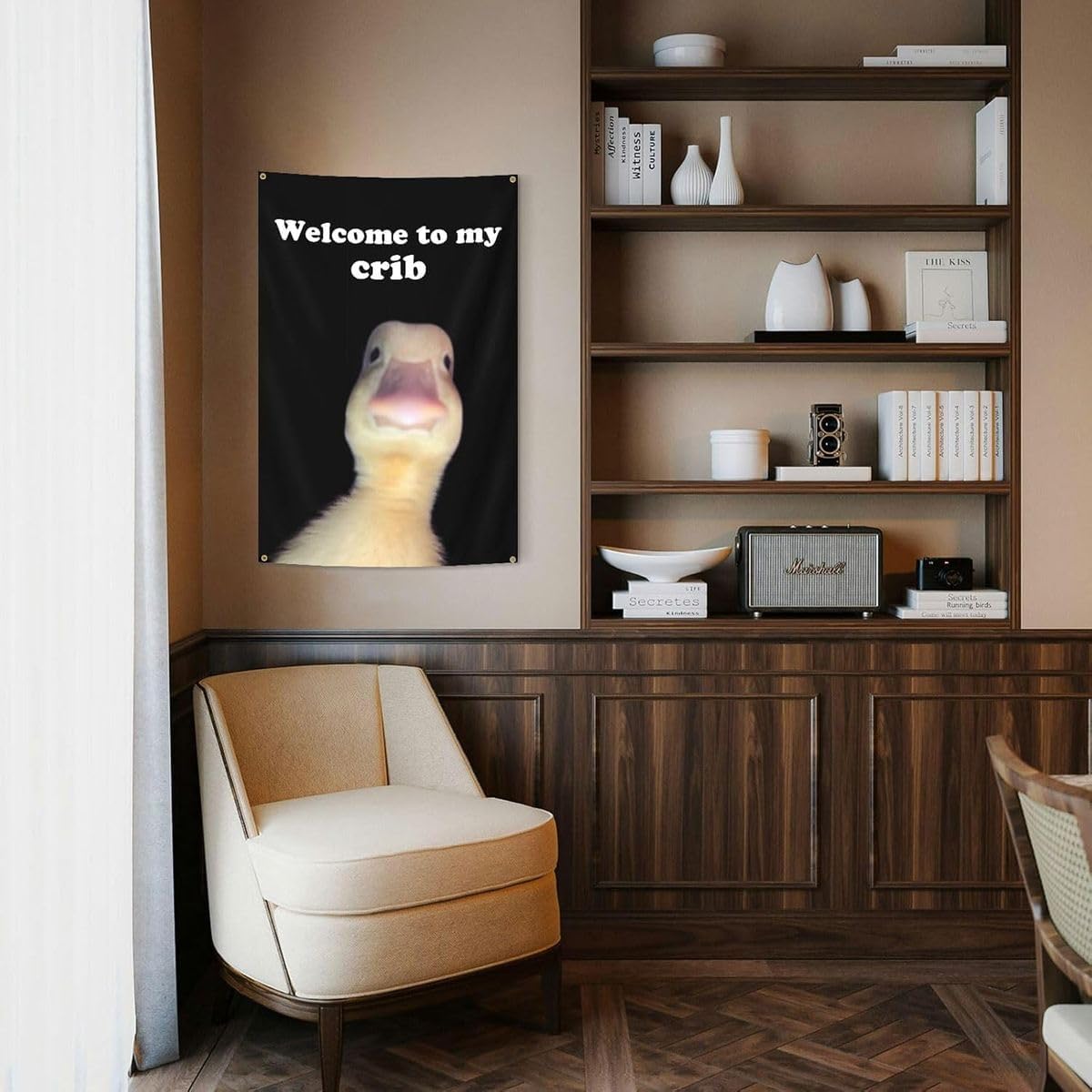 Cart In Mart Welcome to My Crib Funny Flag Duck Poster Flag Wall Banner Room Decor