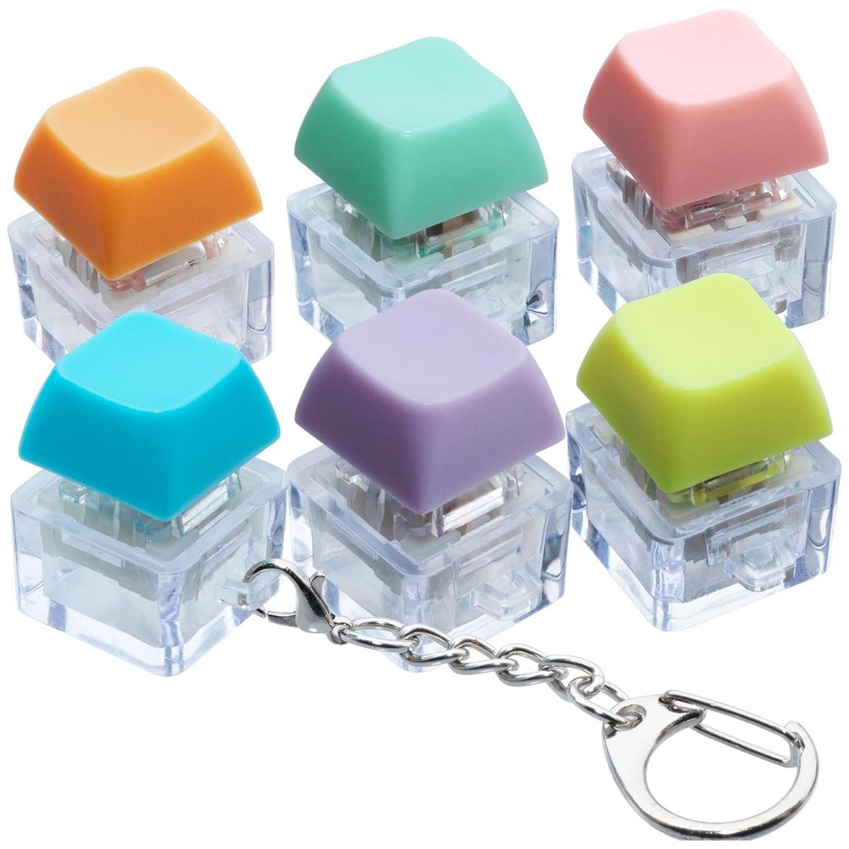 CART IN MART Keyboard Fidget Keychain Toy Stress Relief Button Clicker Adults Kids 6 Pack