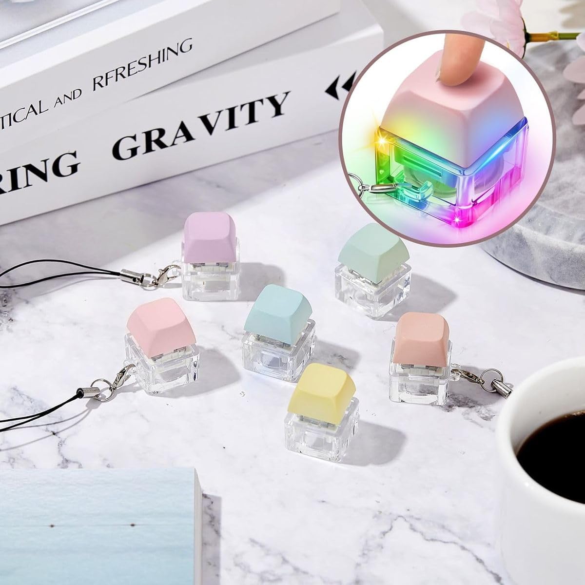 Cart In Mart 6 Pack LED Keyboard Clicker Fidget Toys Key Stress Relief Cube with Light