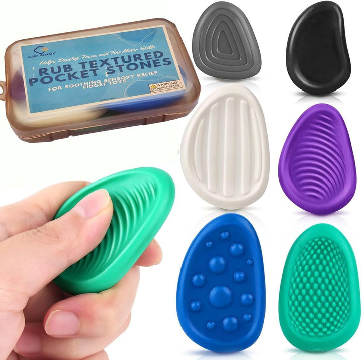 Cart In Mart 6Pack Sensory Stone Fidget Toys Textured Worry Stones Anx ...