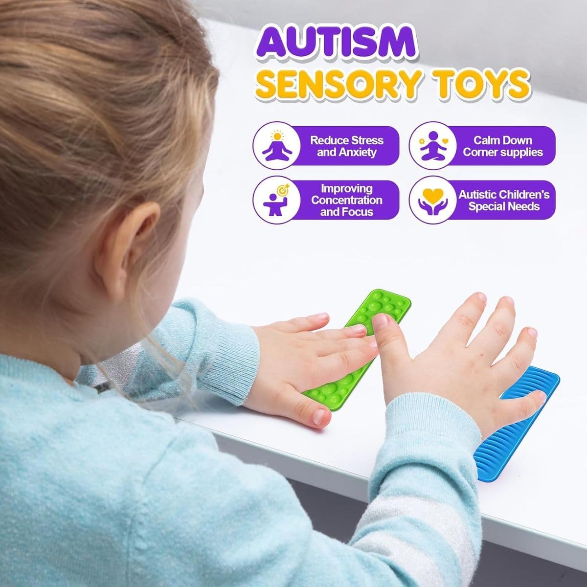 Cart In Mart Suction Sensory Fidget Toys Textured Calm Strips Autism Anxiety Relief Pack of 8
