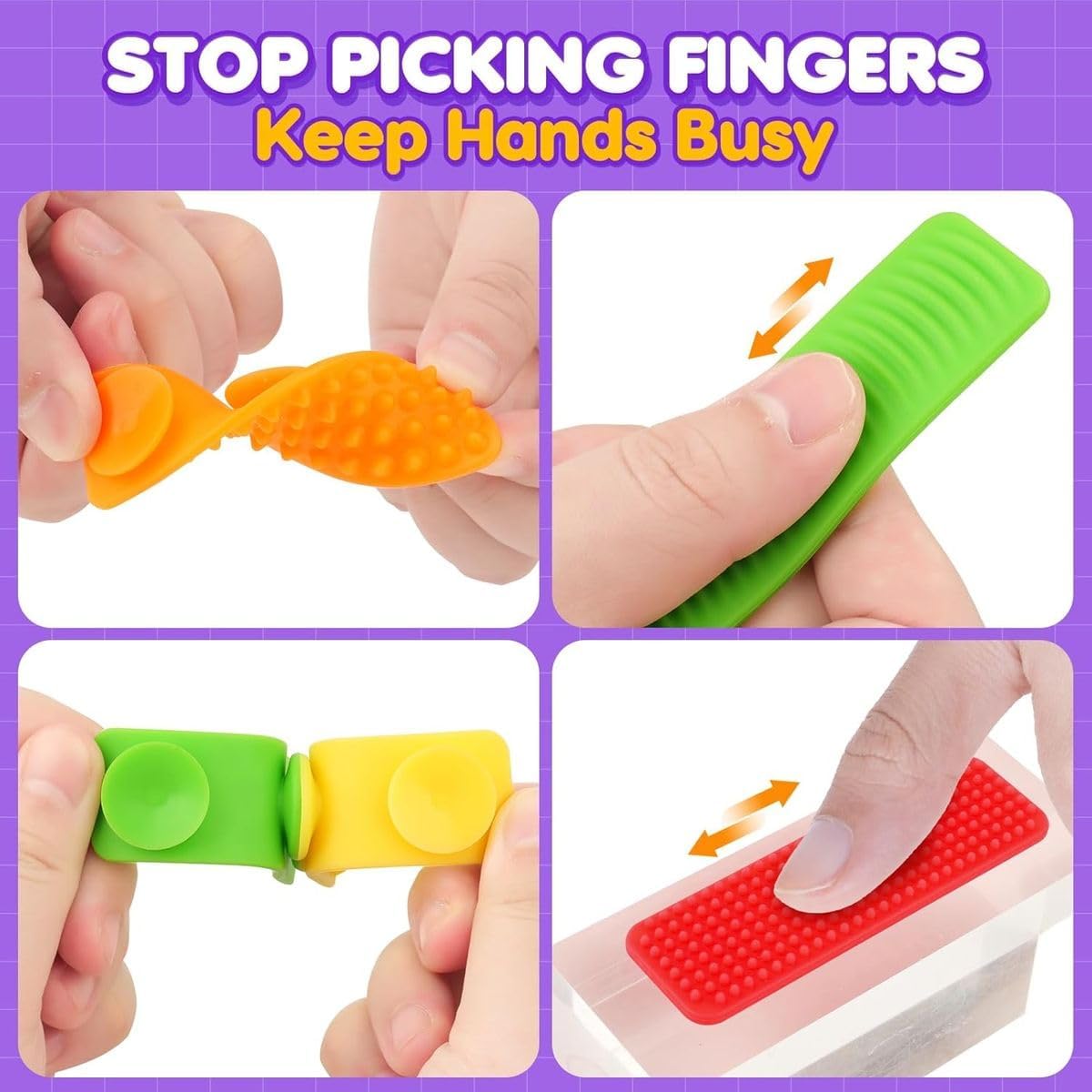 Cart In Mart Suction Sensory Fidget Toys Textured Calm Strips Autism Anxiety Relief Pack of 8