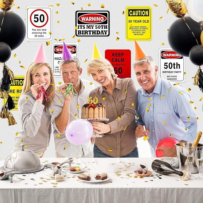 Cart In Mart 50th Birthday Party Decorations, Wall Signs, Table Centerpieces, Funny Banners