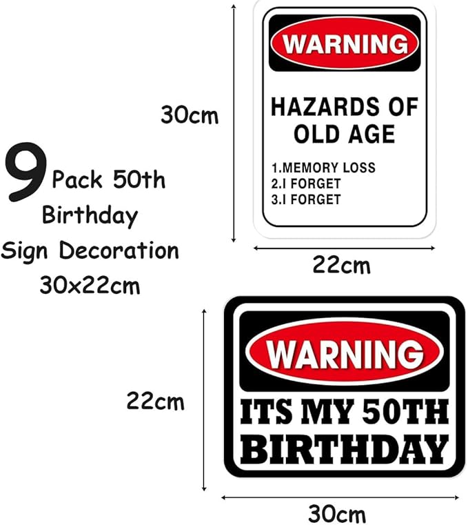 Cart In Mart 50th Birthday Party Decorations, Wall Signs, Table Centerpieces, Funny Banners
