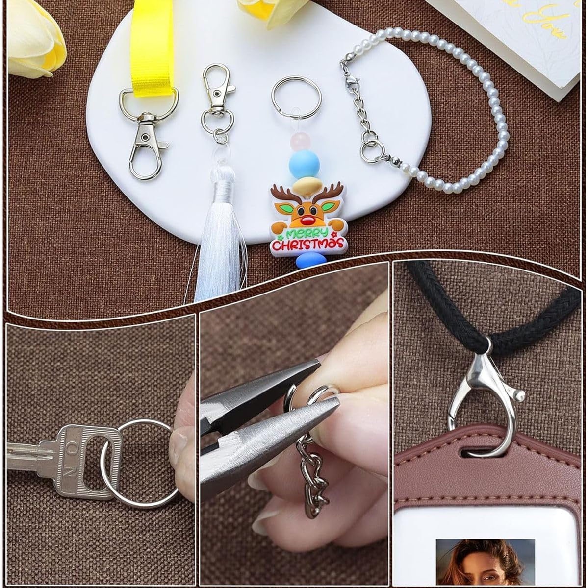 Cart In Mart 325PCS Keychain Making Kit Keychain Clips Lobster Claw Clasp for DIY Crafts