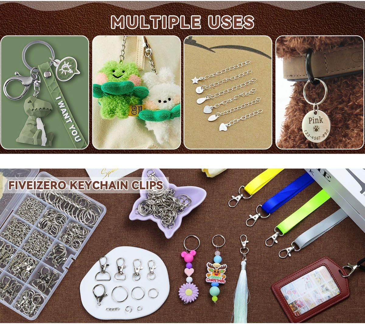 Cart In Mart 325PCS Keychain Making Kit Keychain Clips Lobster Claw Clasp for DIY Crafts