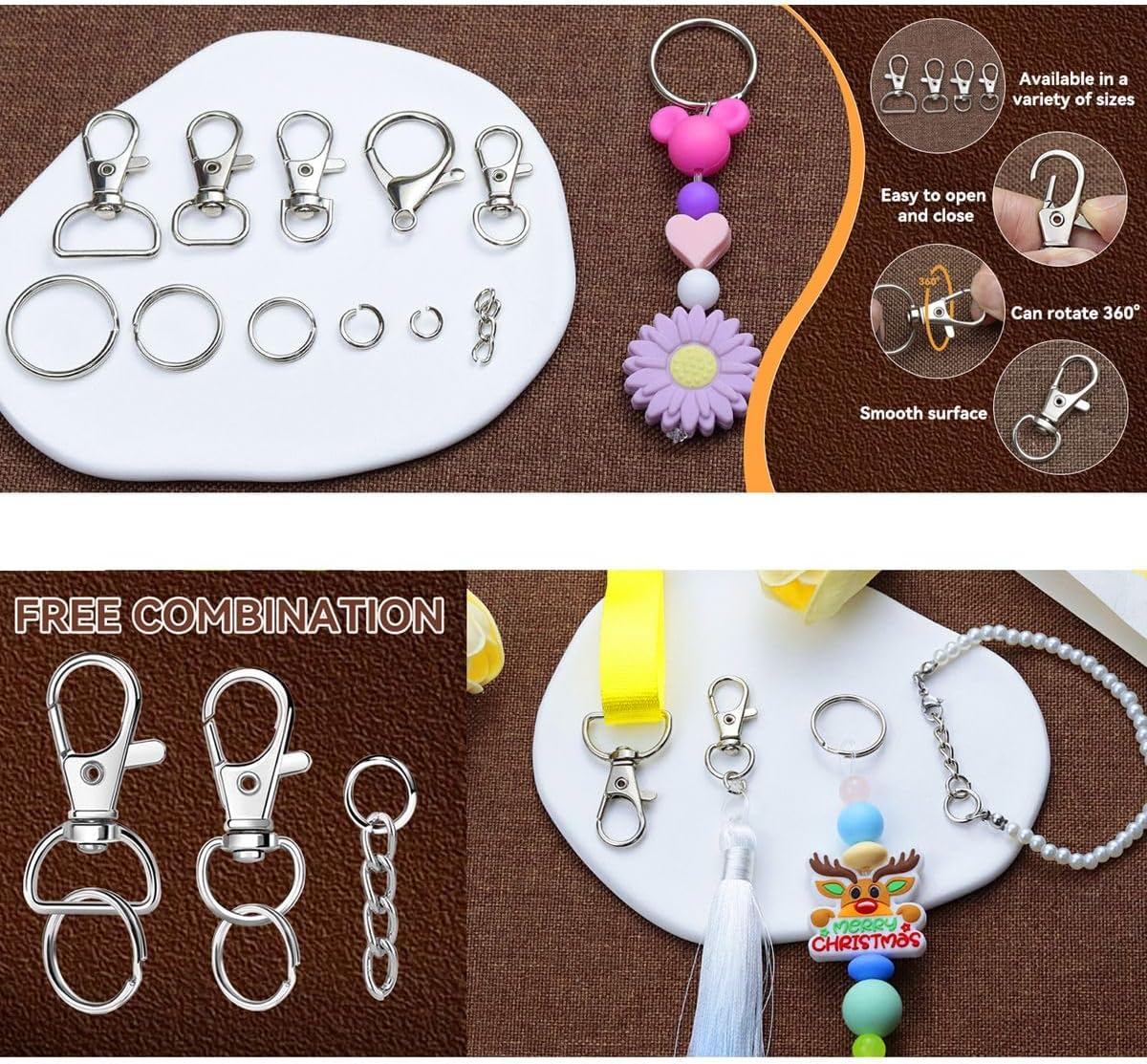Cart In Mart 325PCS Keychain Making Kit Keychain Clips Lobster Claw Clasp for DIY Crafts