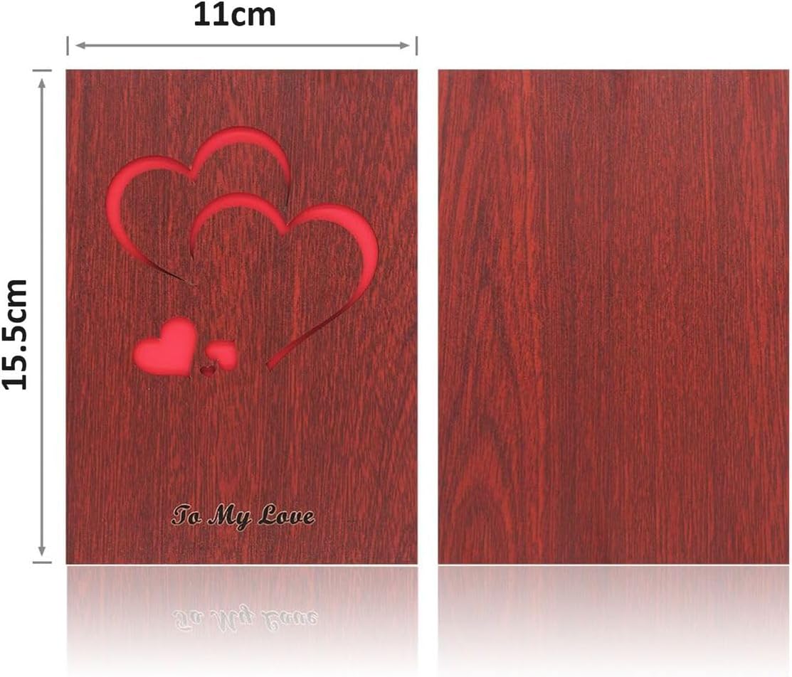 Cart In Mart Handmade Walnut Wood Love Greeting Card Laser Cut Heart Valentine's Day