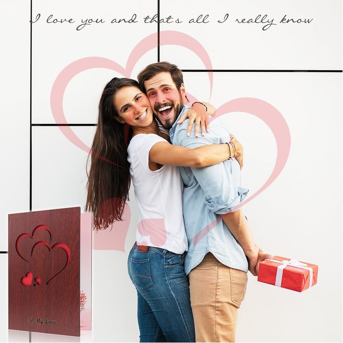 Cart In Mart Handmade Walnut Wood Love Greeting Card Laser Cut Heart Valentine's Day
