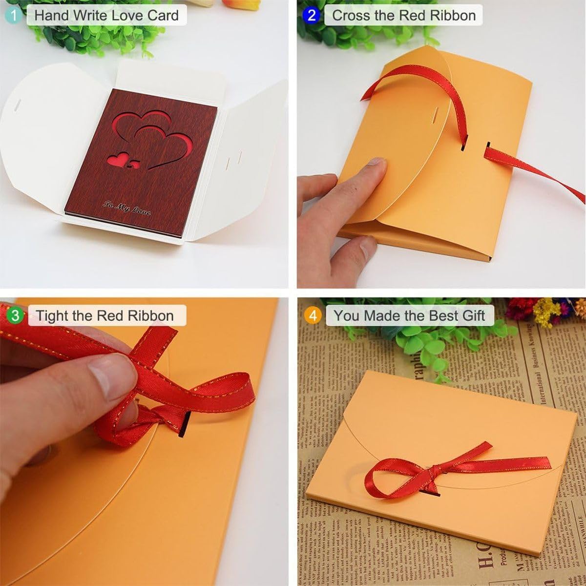 Cart In Mart Handmade Walnut Wood Love Greeting Card Laser Cut Heart Valentine's Day