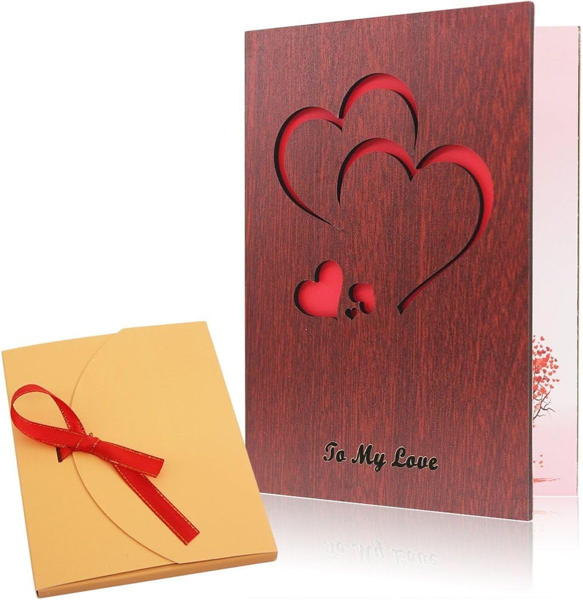 Cart In Mart Handmade Walnut Wood Love Greeting Card Laser Cut Heart Valentine's Day