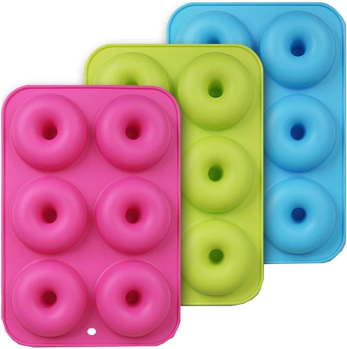 Cart In Mart 3 Pack Silicone Donut Molds Non-Stick Food Grade Reusable Baking Pans