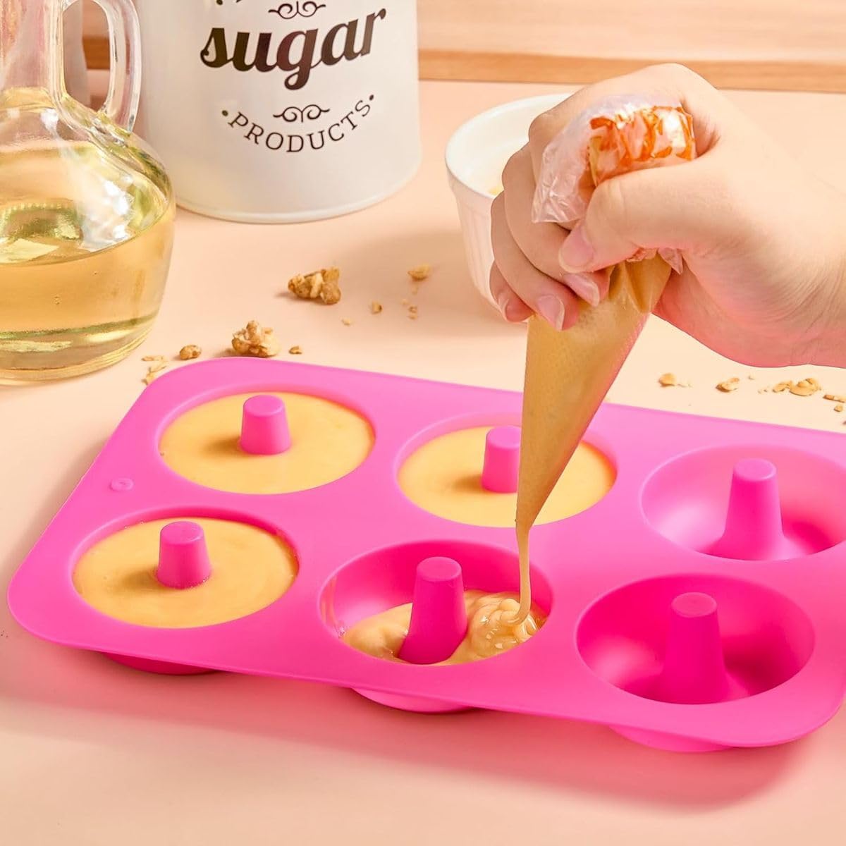 Cart In Mart 3 Pack Silicone Donut Molds Non-Stick Food Grade Reusable Baking Pans