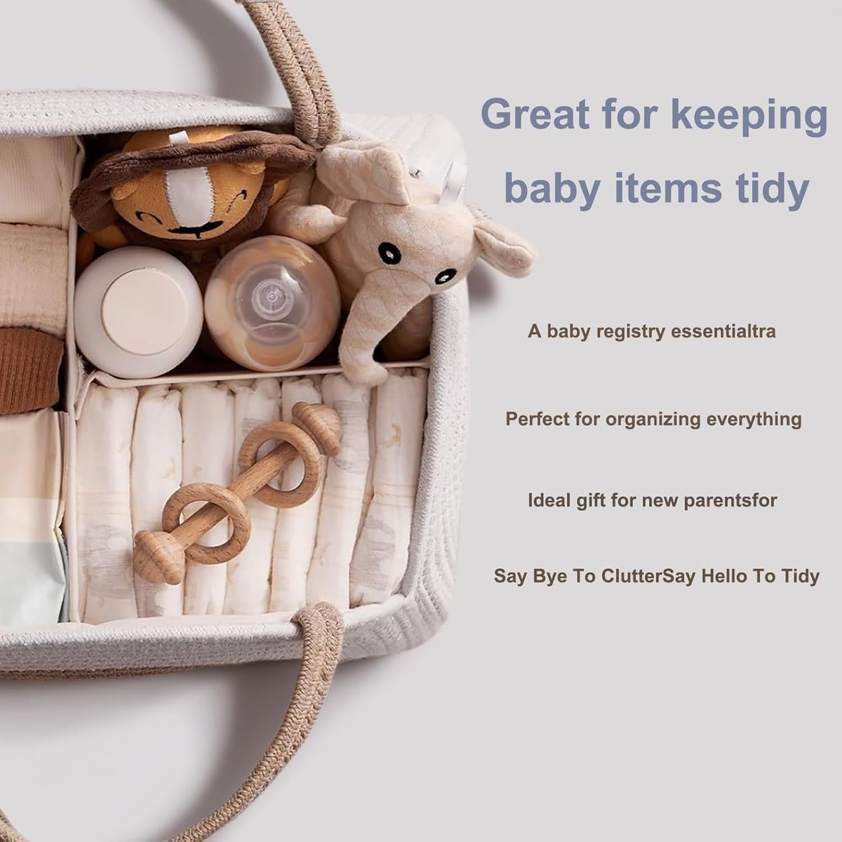 Cart In Mart Baby Nappy Caddy Large Cotton Rope Diaper Organizer Basket Nursery Storage