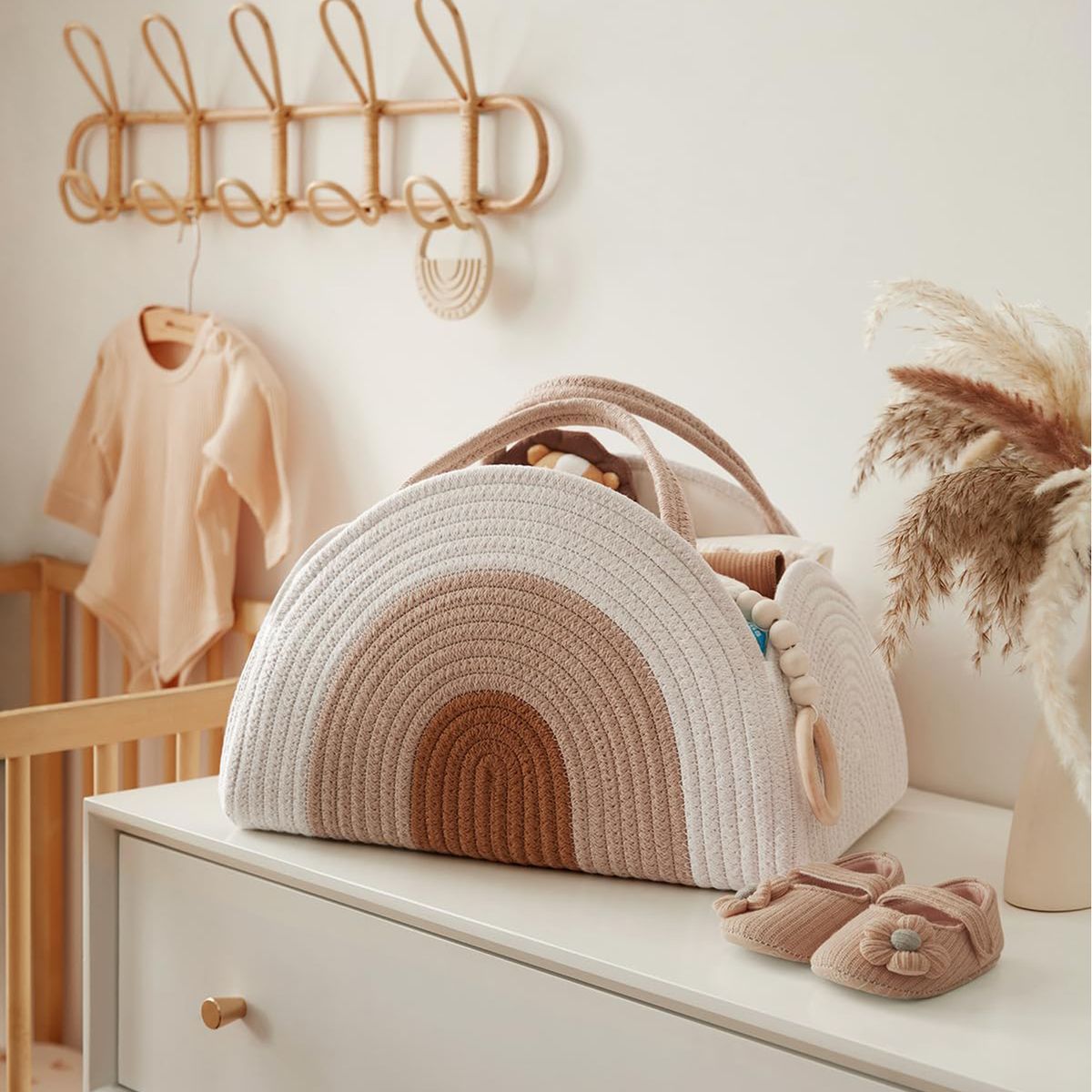 Cart In Mart Baby Nappy Caddy Large Cotton Rope Diaper Organizer Basket Nursery Storage
