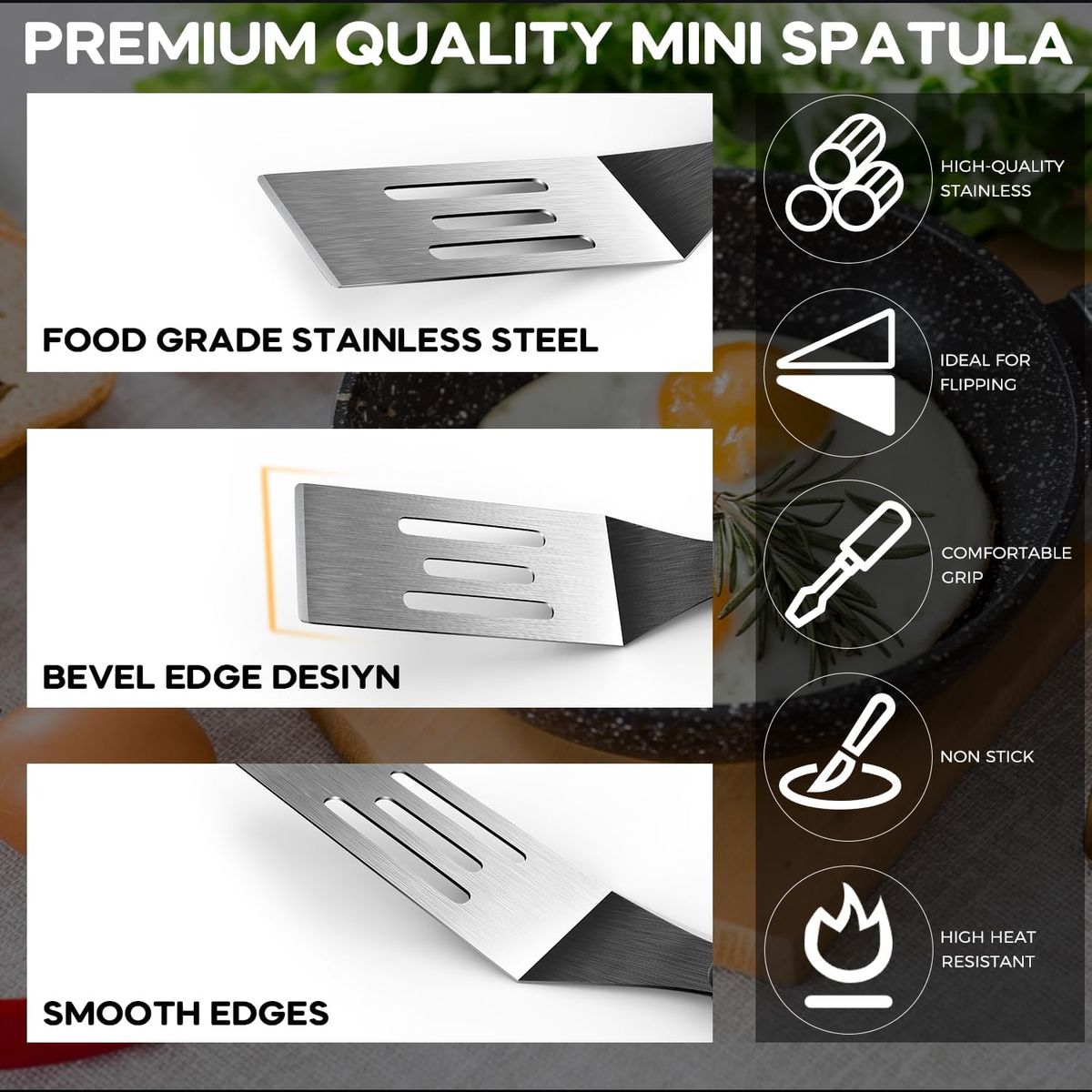 Cart In Mart 2 Piece Stainless Steel Metal Spatulas Heat Resistant Handle Spatula Set