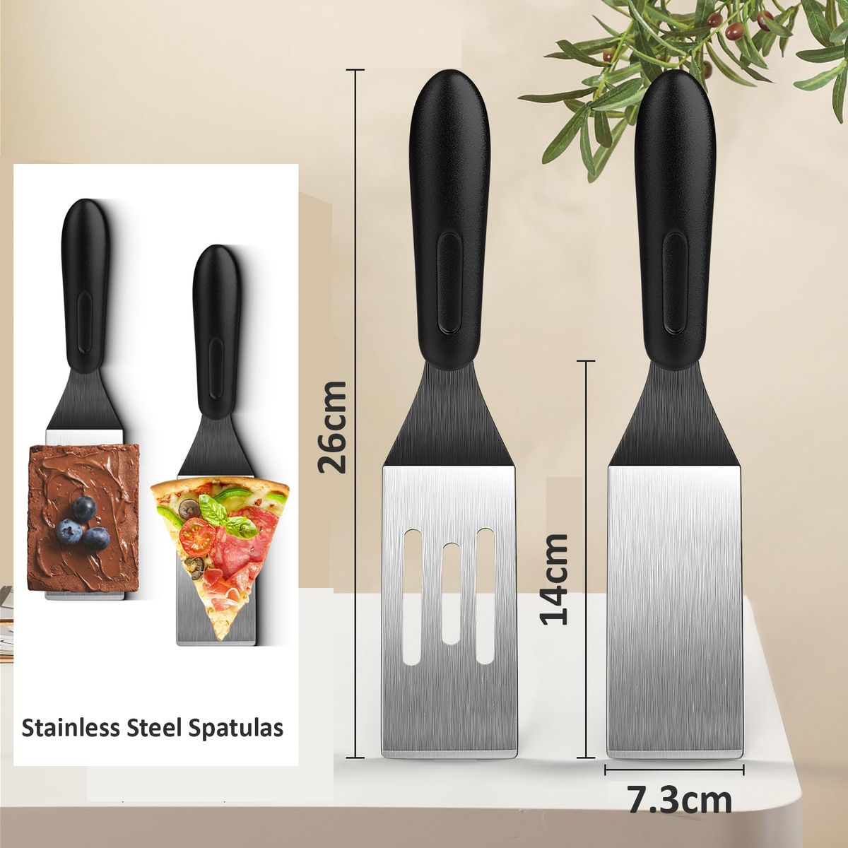 Cart In Mart 2 Piece Stainless Steel Metal Spatulas Heat Resistant Handle Spatula Set
