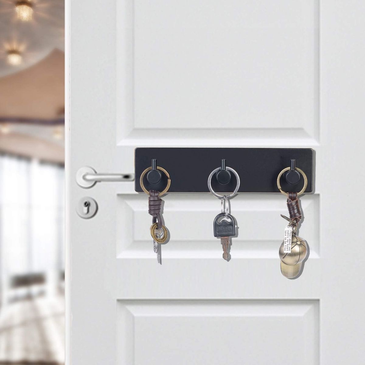 Cart In Mart 3 Hooks Key Holder Self-Adhesive Stainless Steel Matte Black Wall Mount
