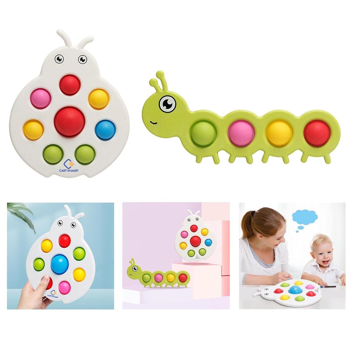 Cart In Mart Fidget Popper Sensory Baby Toys Push & Pop Busy Board Montessori Toddler Toy