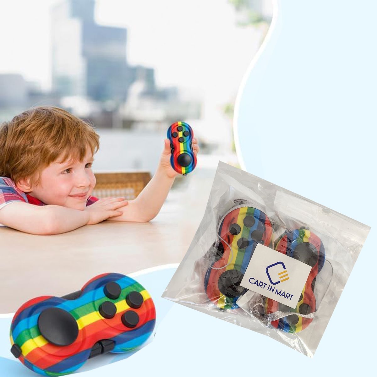 Cart In Mart Fidget Toy Game Rubberized Classic Controller 8 Functions Fidget Pad - 2-piece