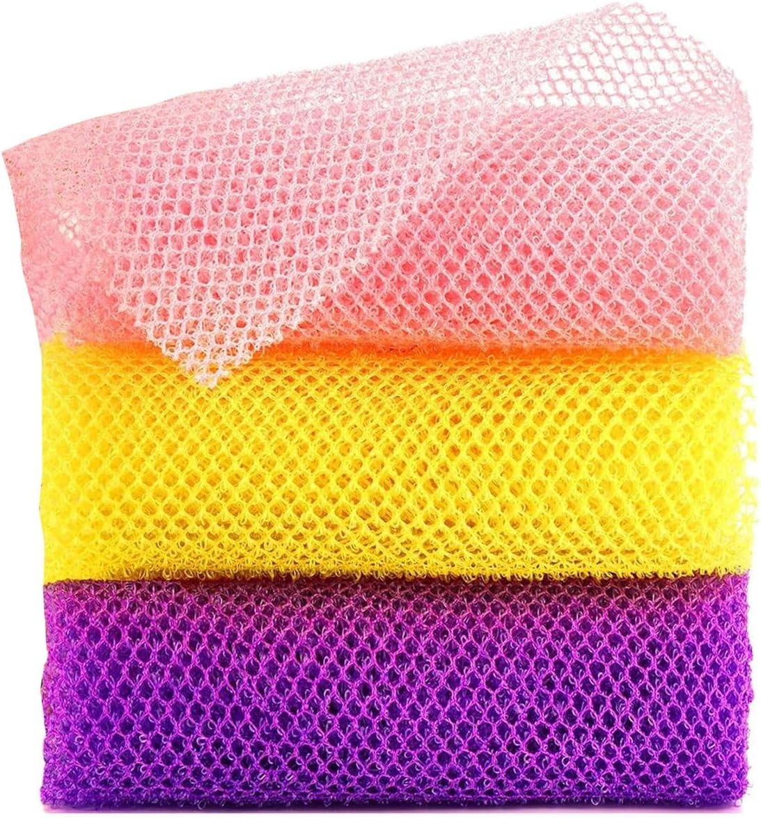 Cart In Mart African Net Bath Sponge Exfoliating Long Nylon Scrubbing Net Quick Dry - 3 Pieces