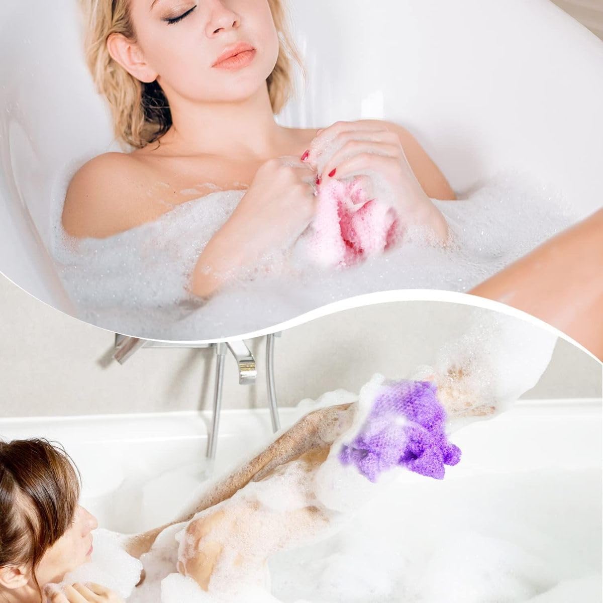 Cart In Mart African Net Bath Sponge Exfoliating Long Nylon Scrubbing Net Quick Dry - 3 Pieces