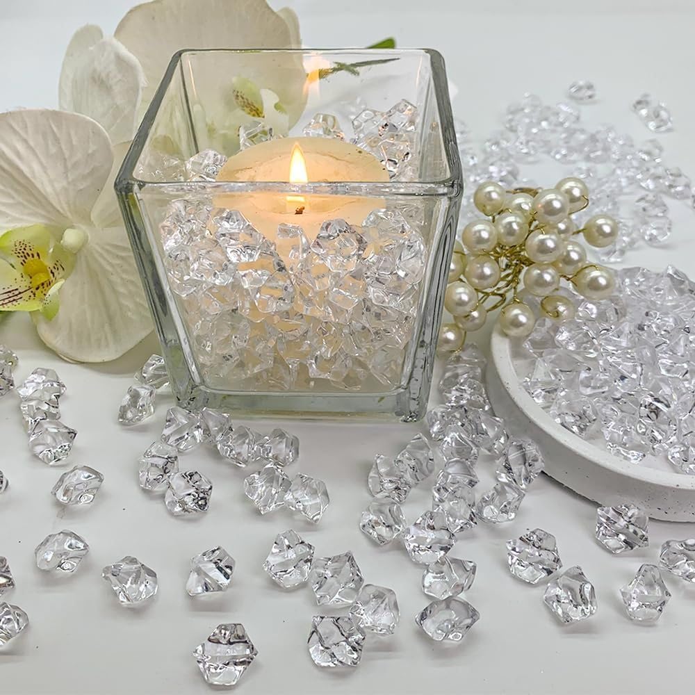 Cart In Mart 150 Pcs Fake Ice Rocks Acrylic Gems Crystals Plastic Diamonds Vase Fillers - Transparent