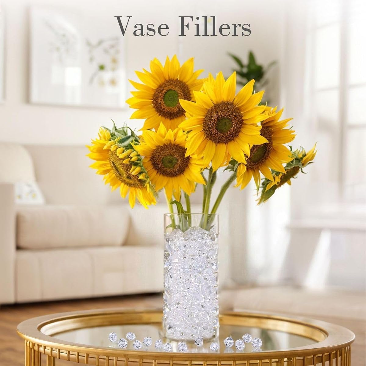 Cart In Mart 150 Pcs Fake Ice Rocks Acrylic Gems Crystals Plastic Diamonds Vase Fillers - Transparent