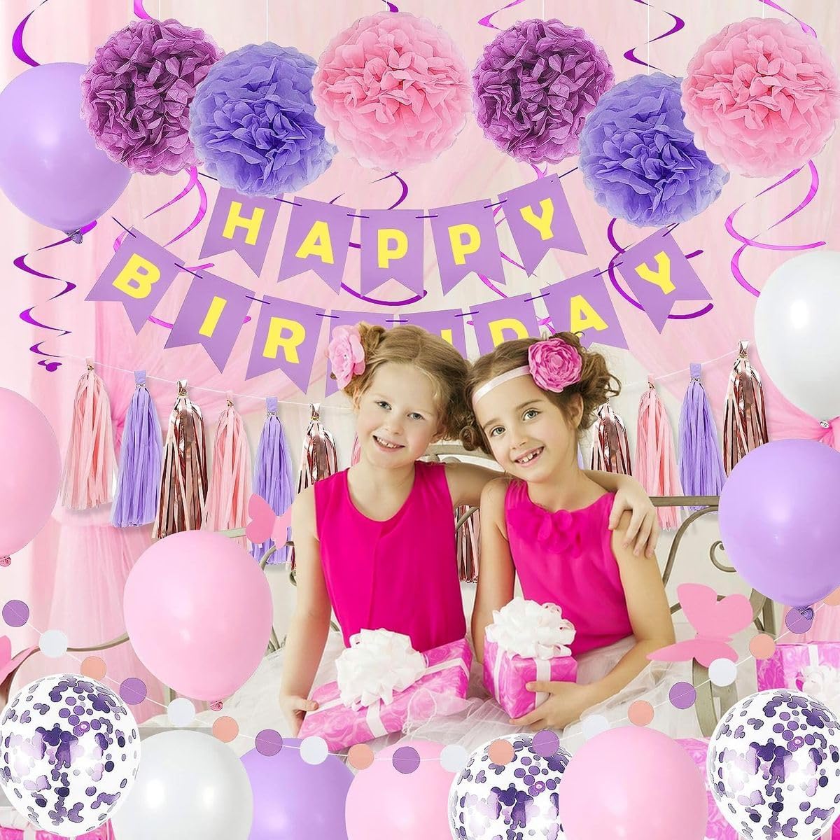 Cart In Mart Purple and Pink Birthday Party Decorations - Complete Set For Women and Girls