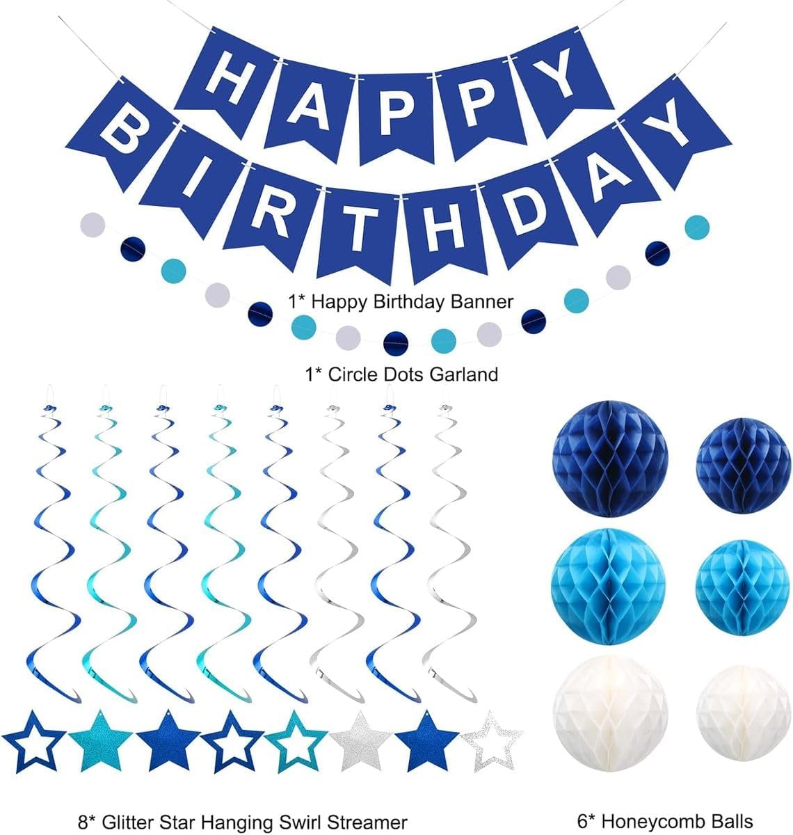 Cart In Mart Blue Birthday Party Decorations - Birthday Party Décor - Women Men Boys Girls