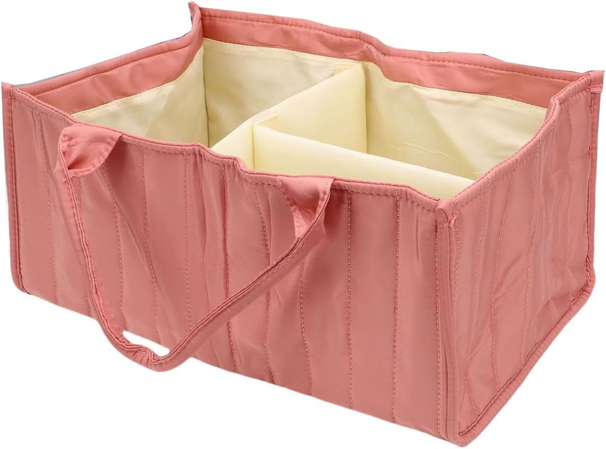 Cart In Mart Diaper Caddy Portable Nursery Storage Basket Changing Organizer with Handle - Pink