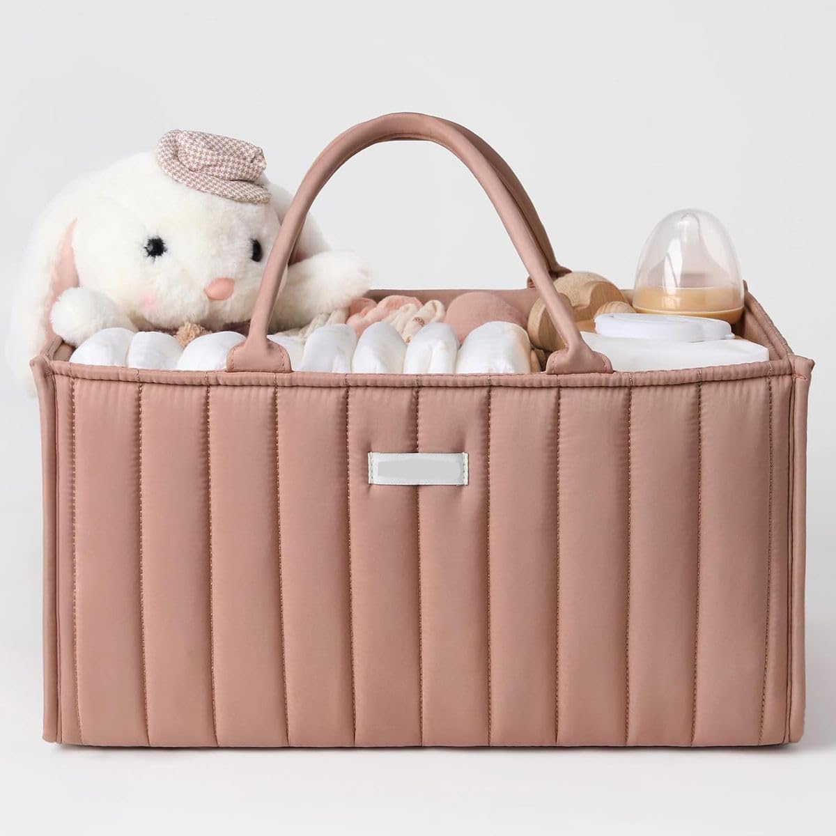 Cart In Mart Diaper Caddy Portable Nursery Storage Basket Changing Organizer with Handle - Pink