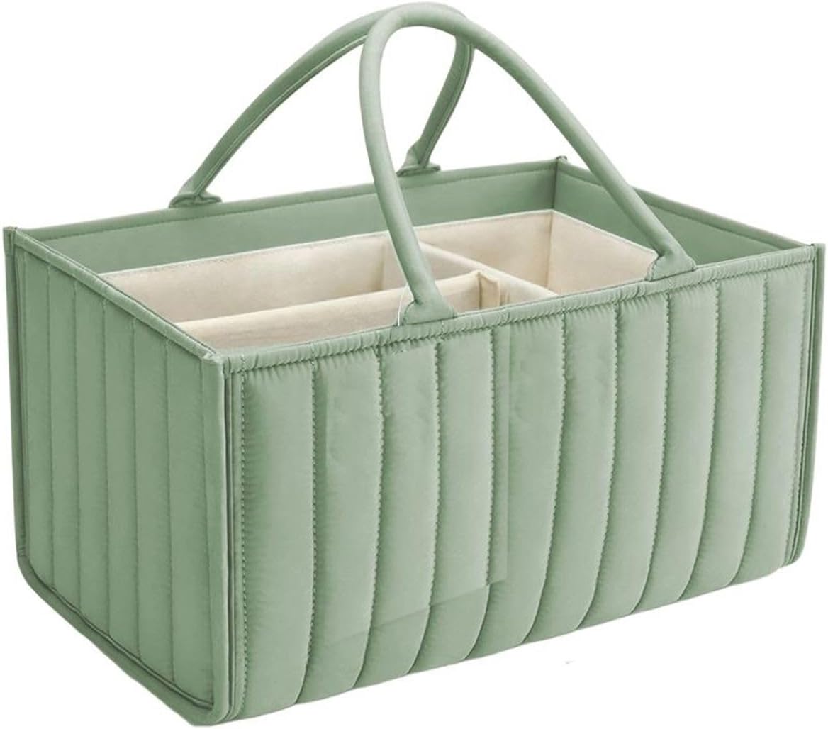 Cart In Mart Diaper Caddy Portable Nursery Storage Basket Changing Organizer with Handle - Green