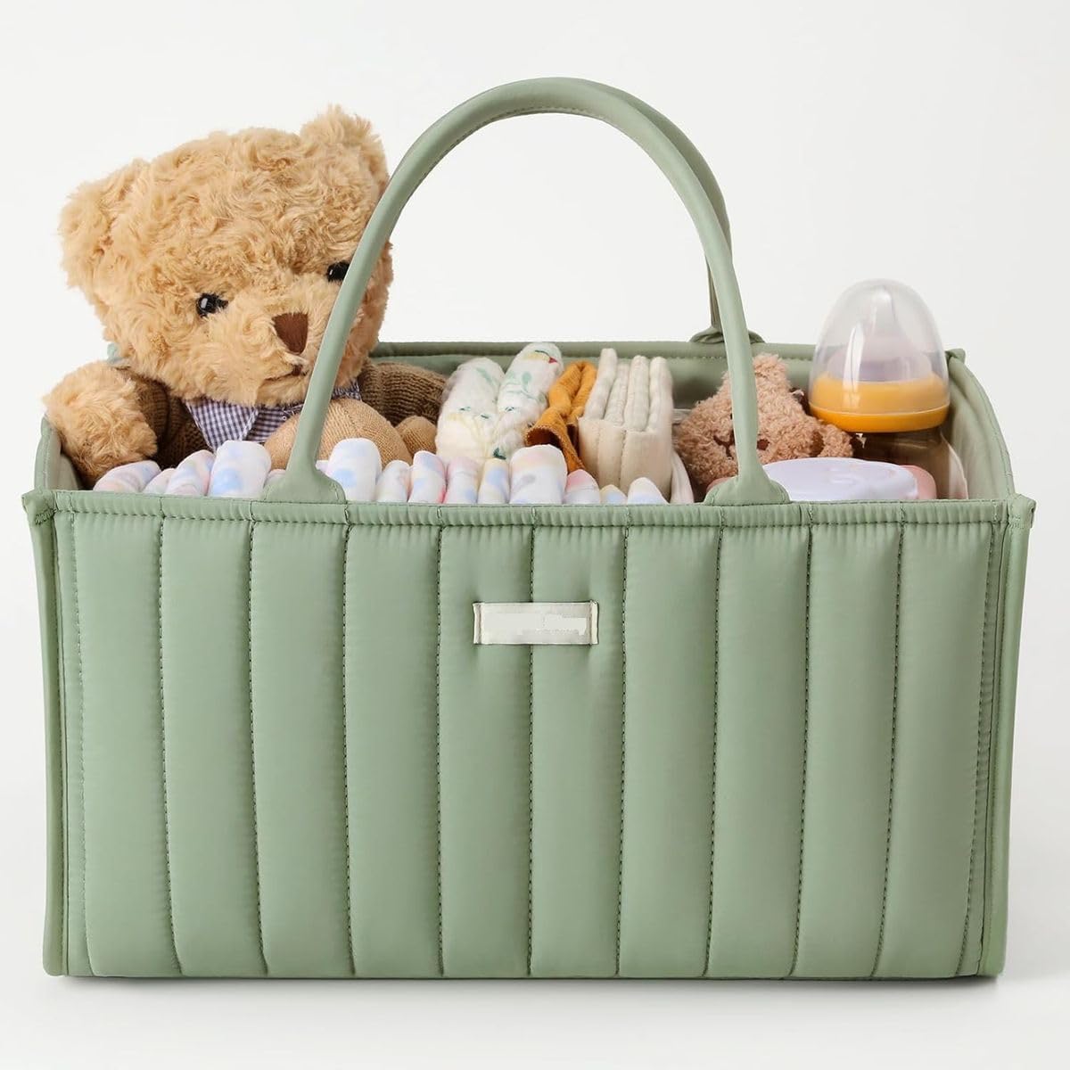 Cart In Mart Diaper Caddy Portable Nursery Storage Basket Changing Organizer with Handle - Green