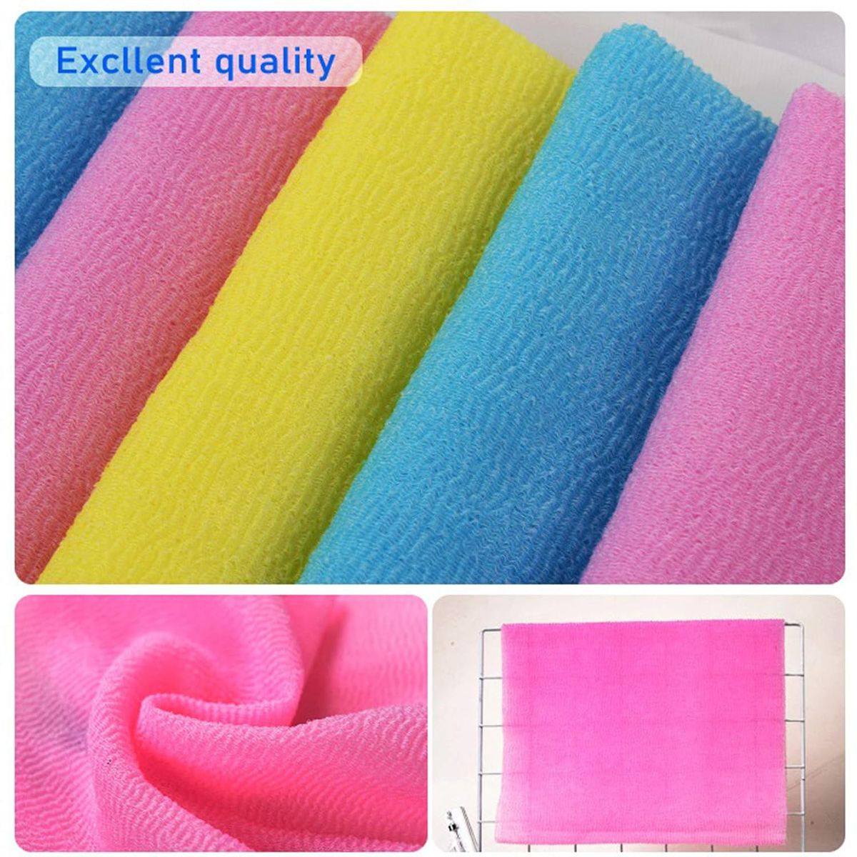 Cart In Mart Exfoliating Washcloth Back Scrubber Washcloth African Net Sponge - 3 Pack