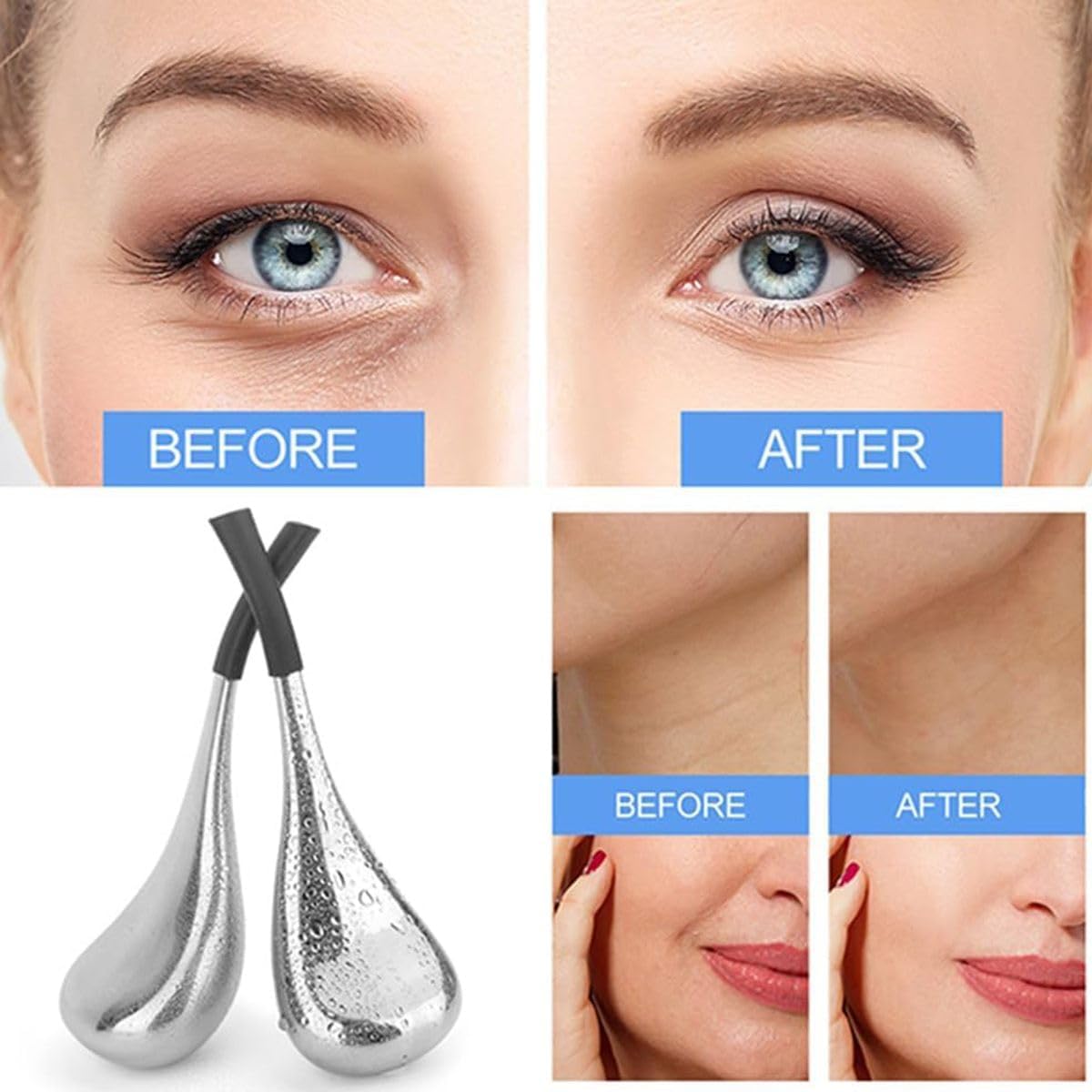Cart In Mart Ice Globes Facial Skin Care Tools Stainless Steel Cryo Sticks for Face Eyes