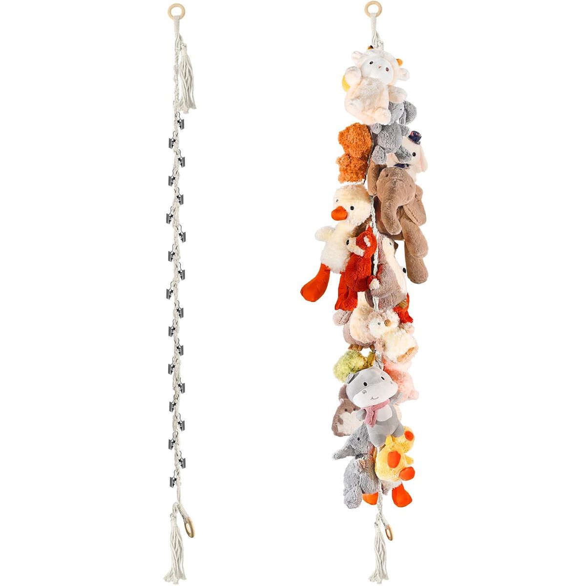 Cart In Mart 2 Pack Cotton Hanging Stuffed Plush Animal Storage Chain 40 Metal Clips