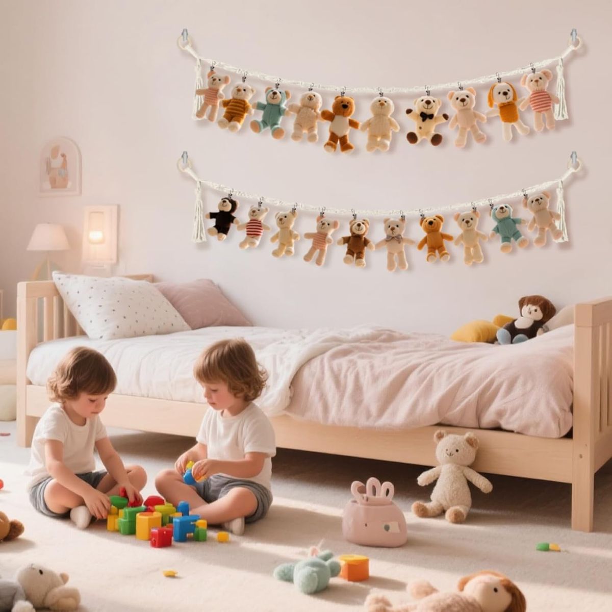 Cart In Mart 2 Pack Cotton Hanging Stuffed Plush Animal Storage Chain 40 Metal Clips