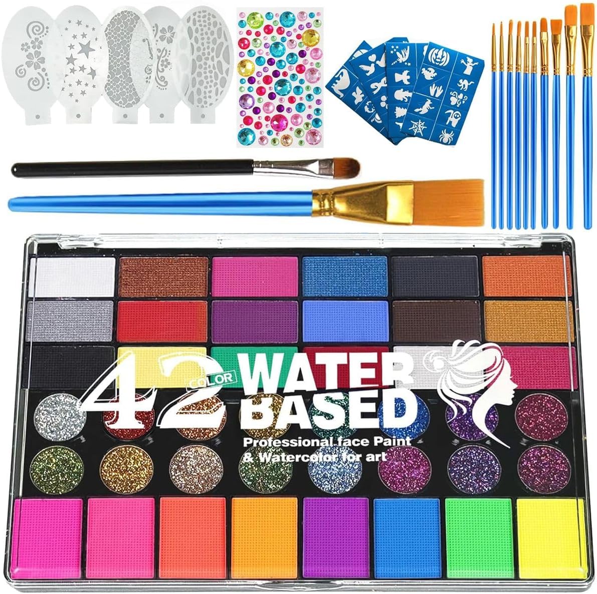 Cart In Mart 42 Color Face Painting Kit for Kids & Adults Non-Toxic Face Paint Palette