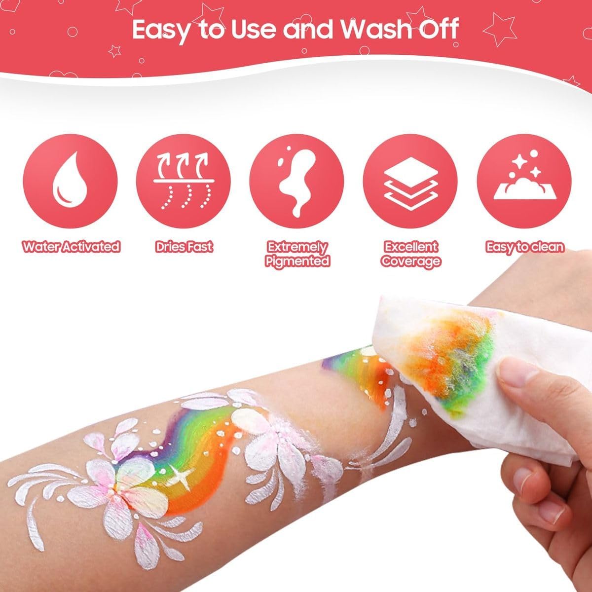 Cart In Mart 42 Color Face Painting Kit for Kids & Adults Non-Toxic Face Paint Palette