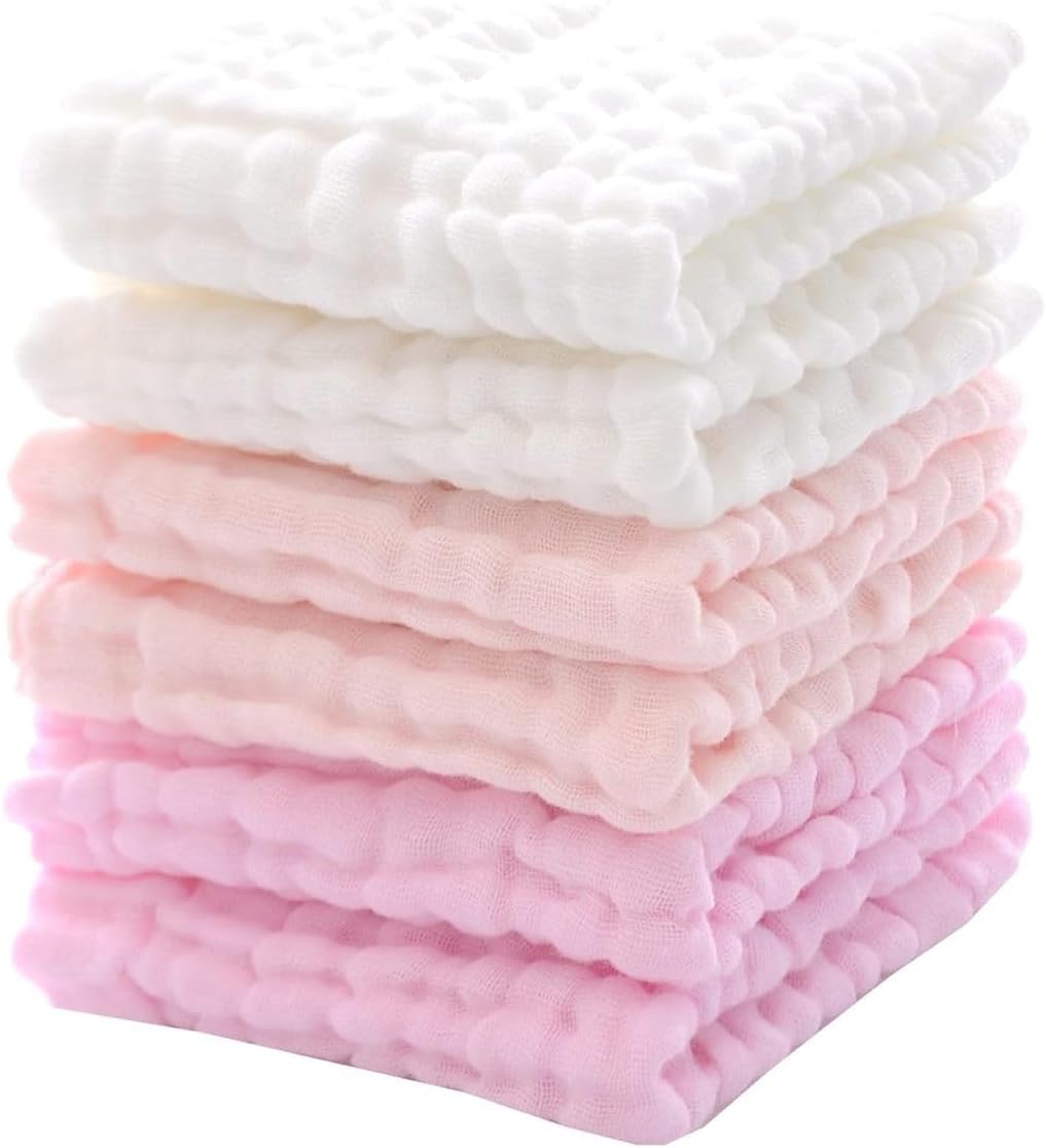 Cart In Mart 6-Piece Baby Washcloths & Burp Cloths Cotton Soft & Absorbent Newborn Towels
