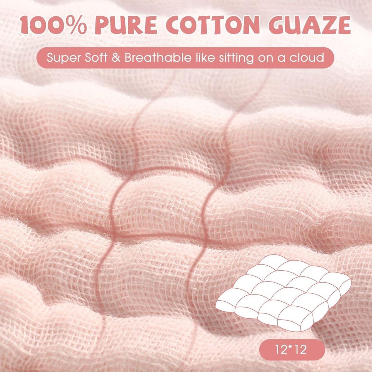 Cart In Mart 6-Piece Baby Washcloths & Burp Cloths Cotton Soft & Absorbent Newborn Towels