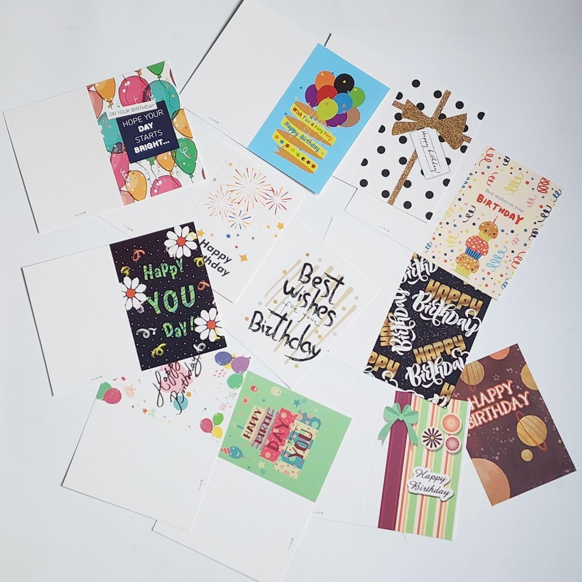 Cart In Mart 12PCS Bulk Birthday Cards with Envelopes Assorted Blank Greeting Cards